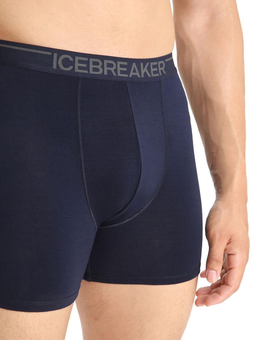 Midnight Navy Men's Icebreaker Merino Anatomica Boxers Underwear | USA 1315QMAZ